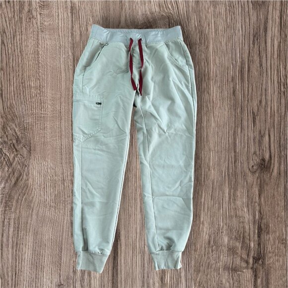 FIGS Women’s Sz S Technical Collection Jogger Scrubs Gray Maroon Drawstring - Picture 1 of 8